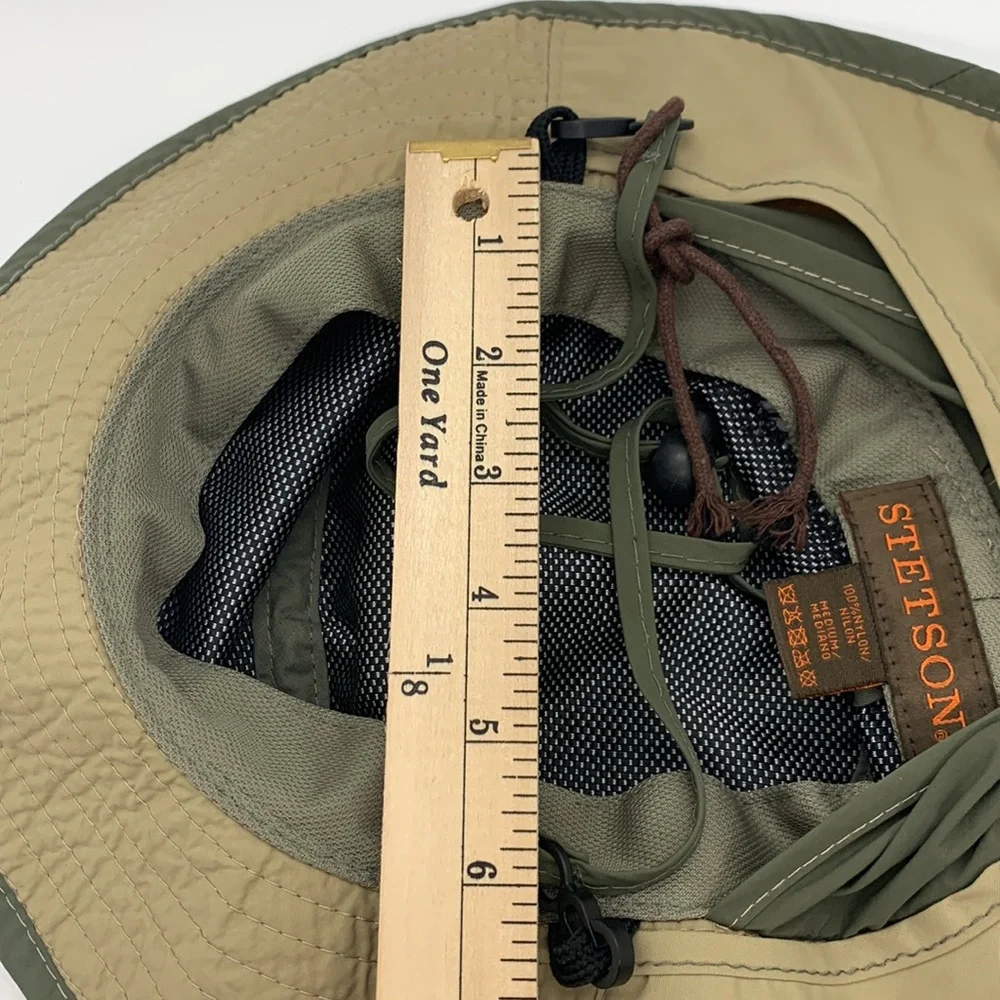 Stetson Boonie Hat Green Medium Vented Adjustable Toggle Neck Flap Outdoor Hike